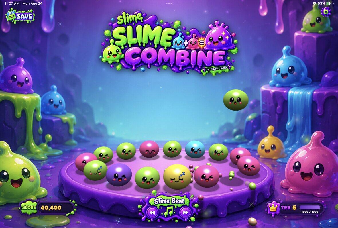 Slime Slime Combine gameplay — score 40,400, Tier 6
